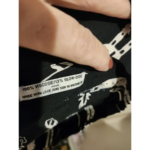 Vintage Mad Gringo Hawaiian Shirt Mens Size 2 XL Black White Button Up - Picture 8 of 9